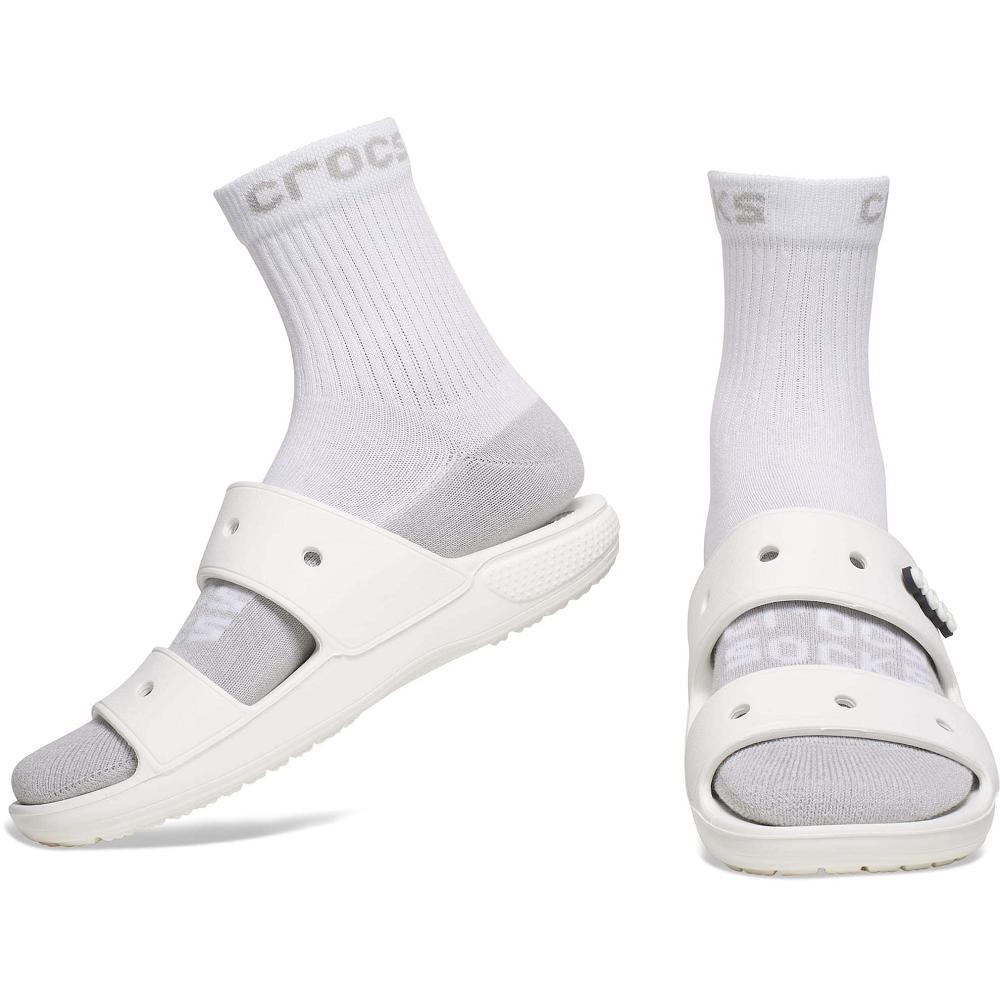 White Women's Crocs Adult Quarter Solid 3-Pack Socks | NZ 1630KORI